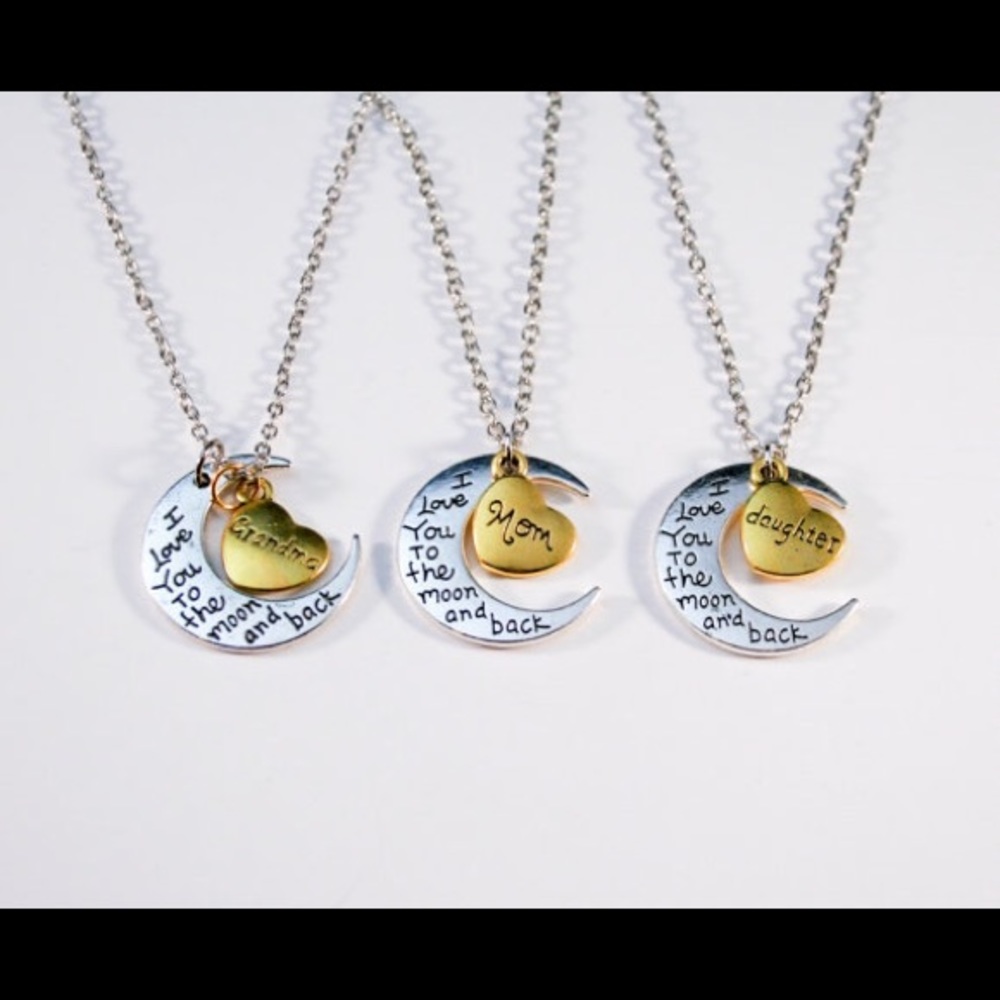 I love you moon and back daughter necklace
